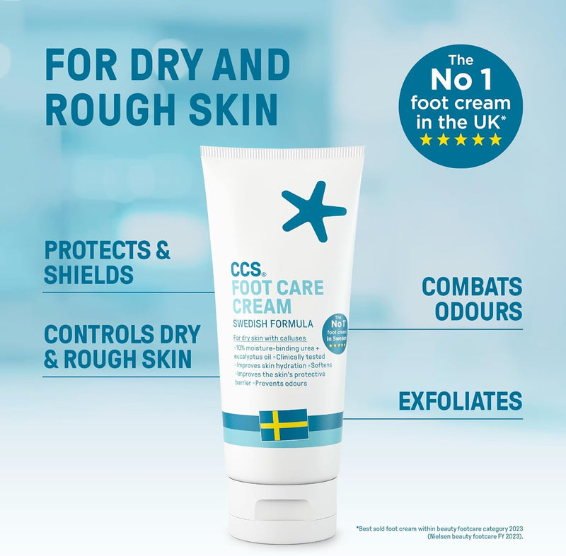 CCS Professional Foot Care Cream 175 ml - Moisturise and Protect Dry and Callused Feet, Contains 10% Urea and Eucalyptus Oil, Clinically Tested, Suitable for Diabetics