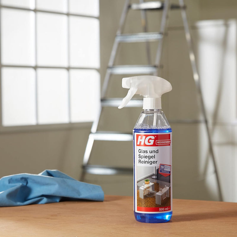 HG Glass and Mirror Cleaner, Streak-Free Glass Cleaner, Effectively Removes Grease & Dirt from Windows & Surfaces Quickly - 500ml Spray