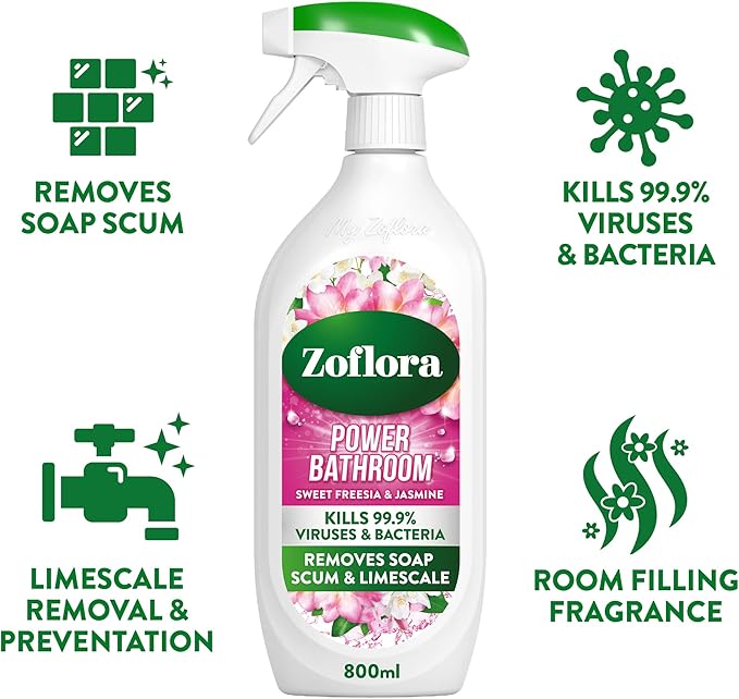 Zoflora Sweet Freesia & Jasmine Power Bathroom Cleaner 800 ml