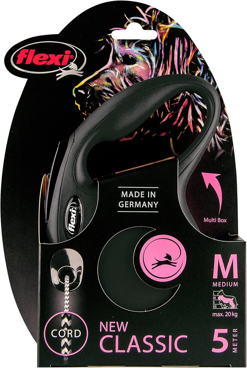 flexi New Classic Retractable Lead Cord, Medium, Black
