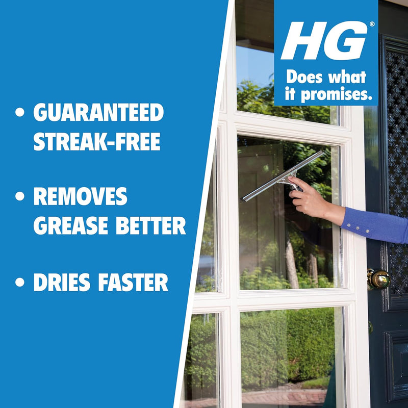 HG Glass and Mirror Cleaner, Streak-Free Glass Cleaner, Effectively Removes Grease & Dirt from Windows & Surfaces Quickly - 500ml Spray