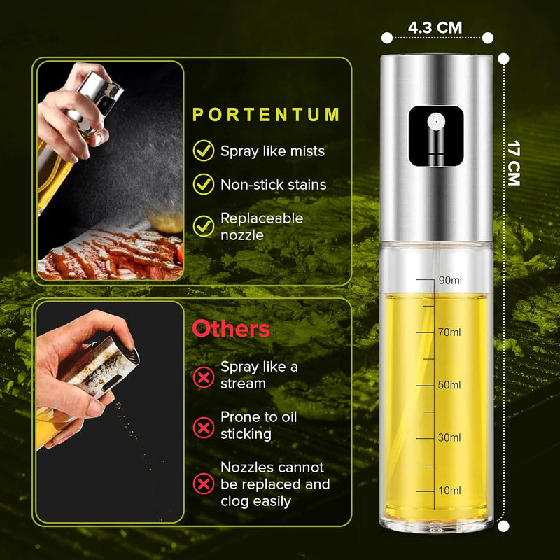 PORTENTUM Premium Oil Sprayer for Kitchen and Air Fryer 100ml Spray for Kitchen